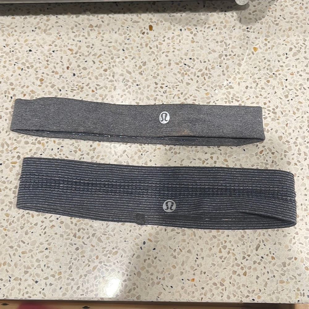 Two gray lulu lemon headbands